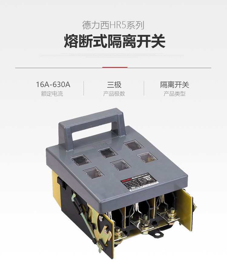 德力西熔断器式隔离开关 HR5/30熔断式隔离开关 铁壳刀开关 正品德力西HR5隔离开关 电流范围可选16-630A 订单产品